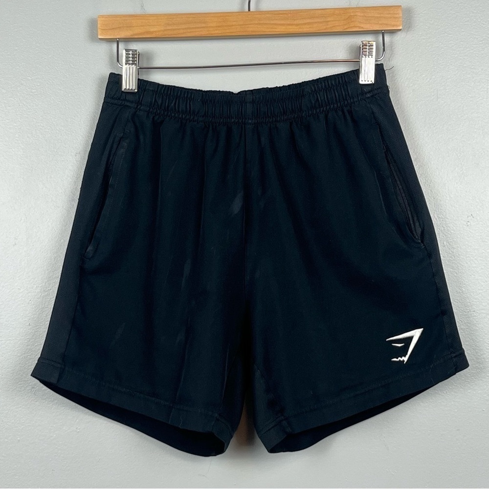 Gymshark black elastic/drawstring waist pullon shorts, small.